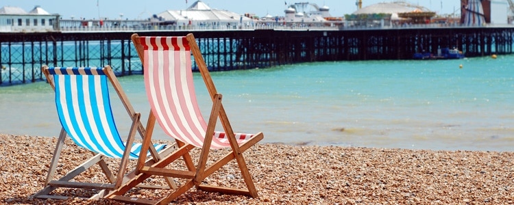 Pier and Deckchairs on beach